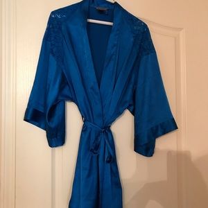 Gently used Victoria’s Secret blue satin robe M/L